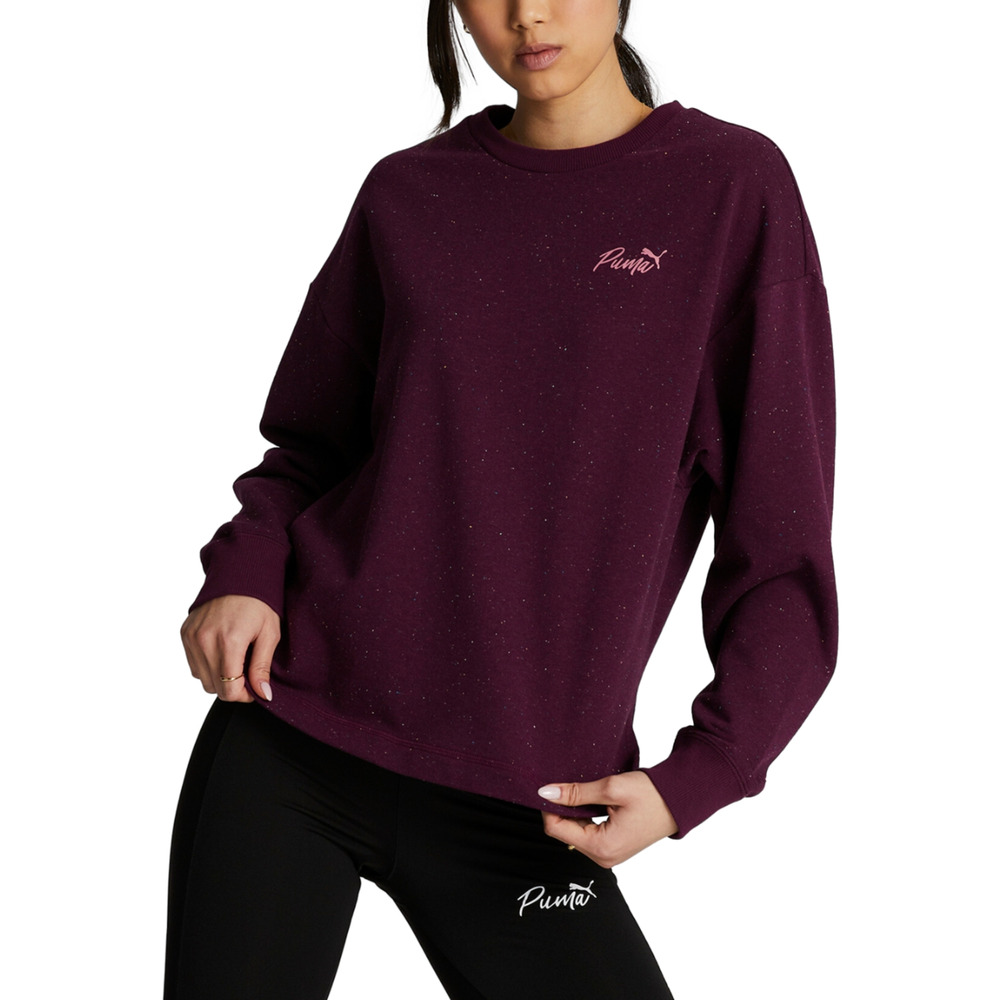 Puma Women Live in Cotton French Terry Crewneck Top Dark Jasper Size S